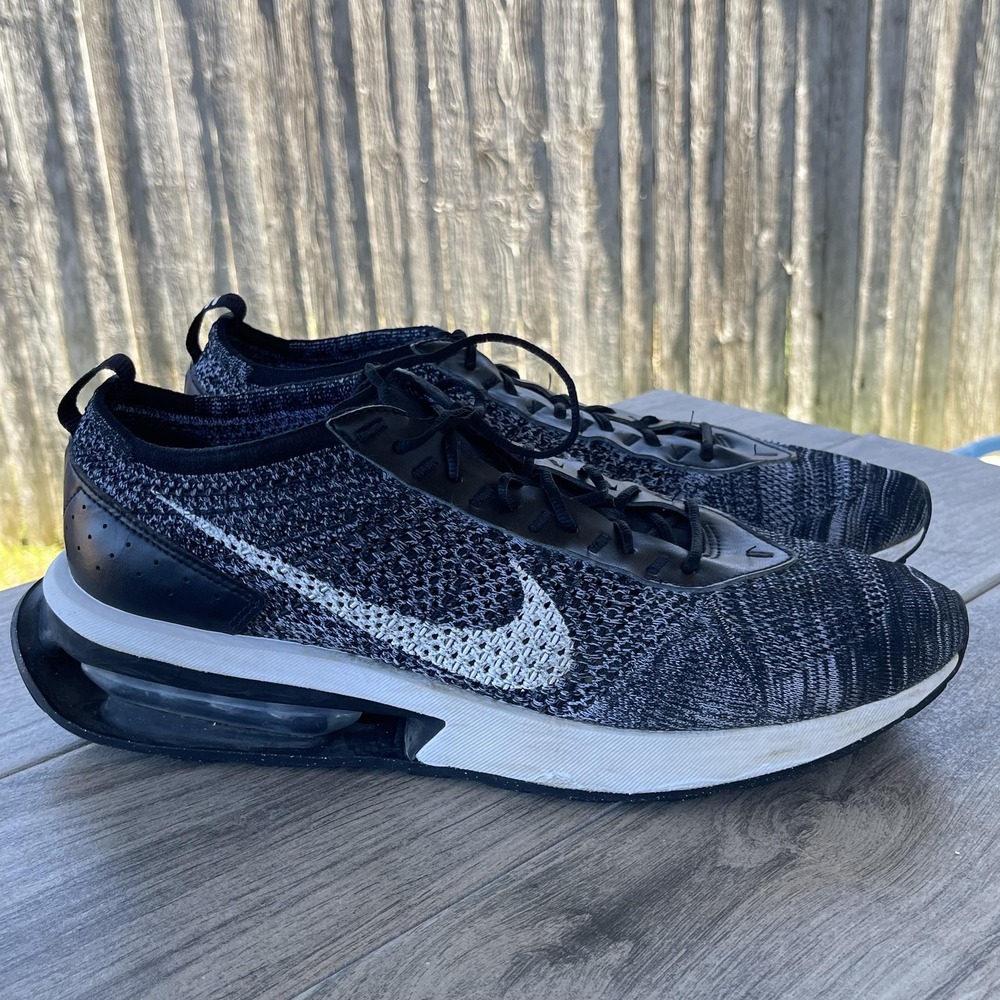 Nike Air Max Flyknit Racer Shoes Mens 12 Black White Running DJ6106-001 Sneakers
